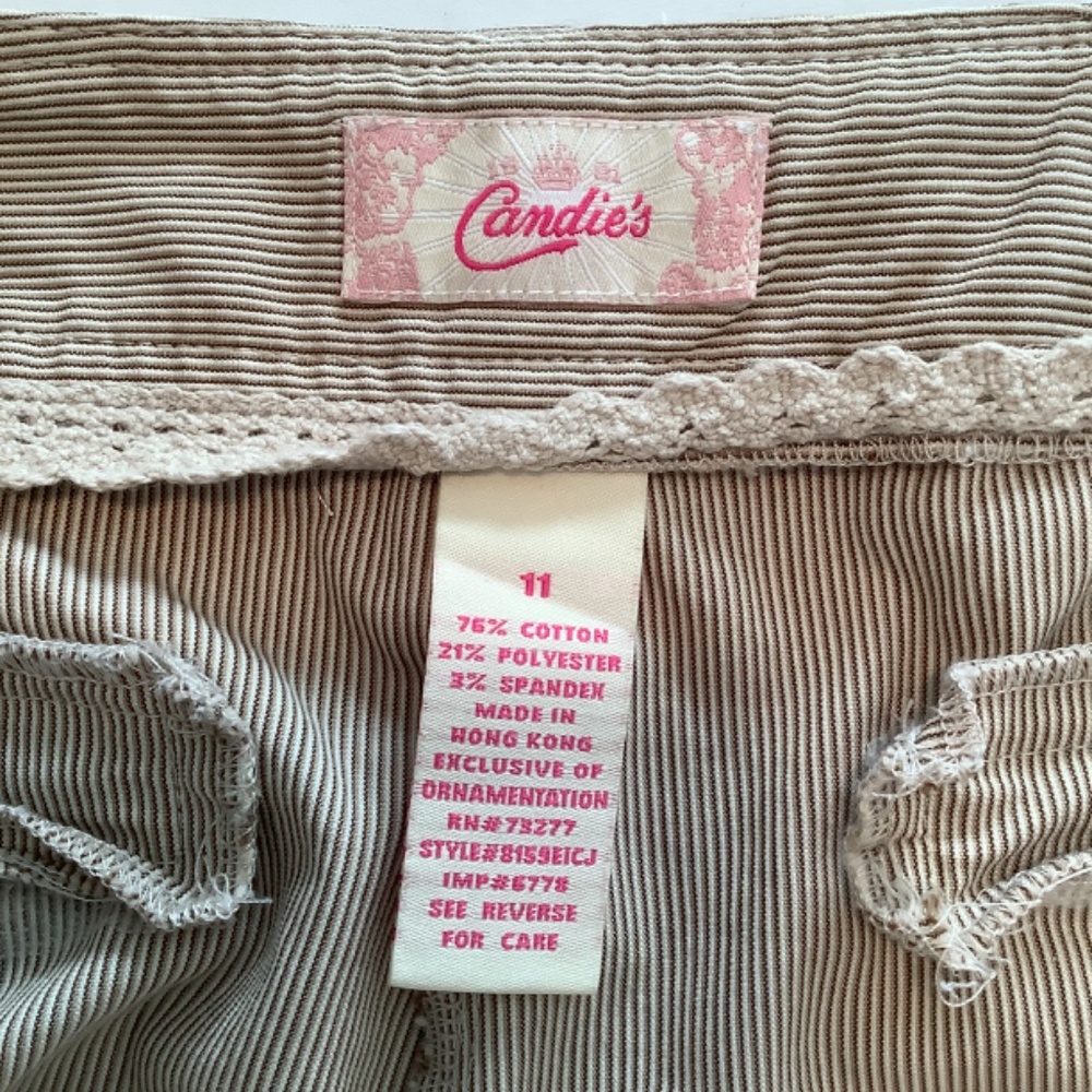 Candies Junior’s 2Piece Pin Stripe Pant Suit Tan Size Blazer (L) Pants (11) - Picture 9 of 10